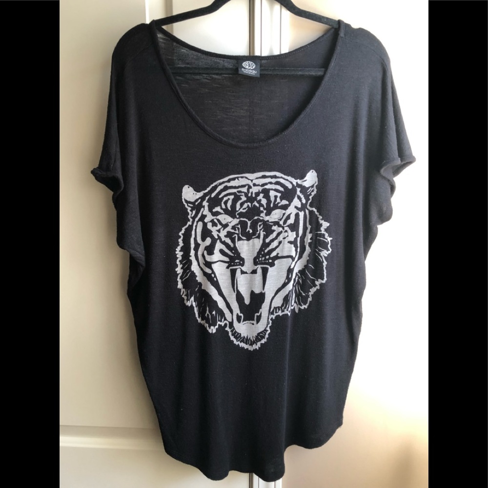 Bobeau Tiger Head Graphic T-Shirt Black Large
